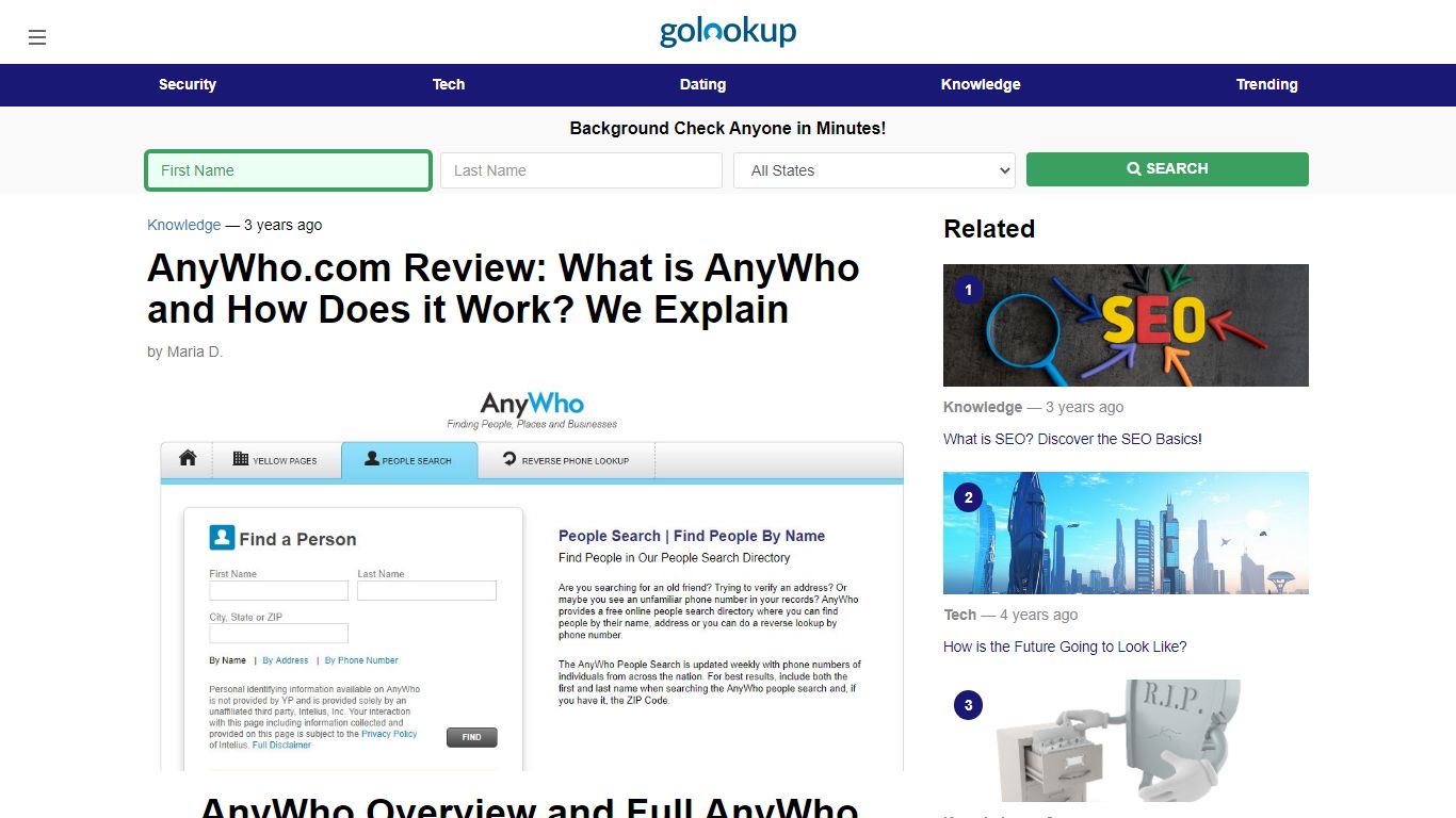 AnyWho.com, AnyWho Review, Review AnyWho - GoLookUp